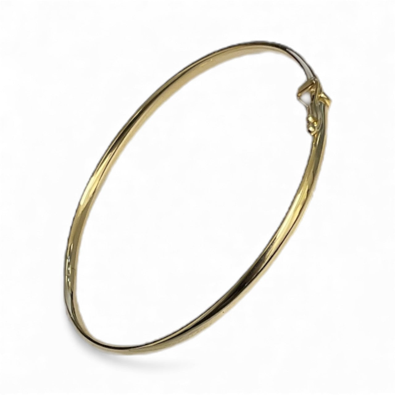 9ct Yellow Gold pol oval 3mm court shpd hinged bangle