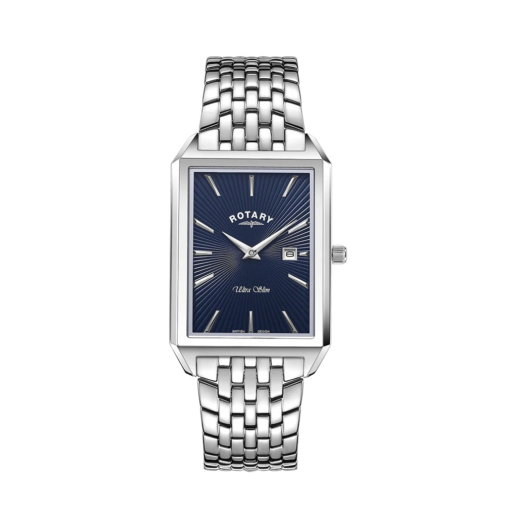 Ultra Slim Stainless Steel Black Rectangular Bracelet Watch