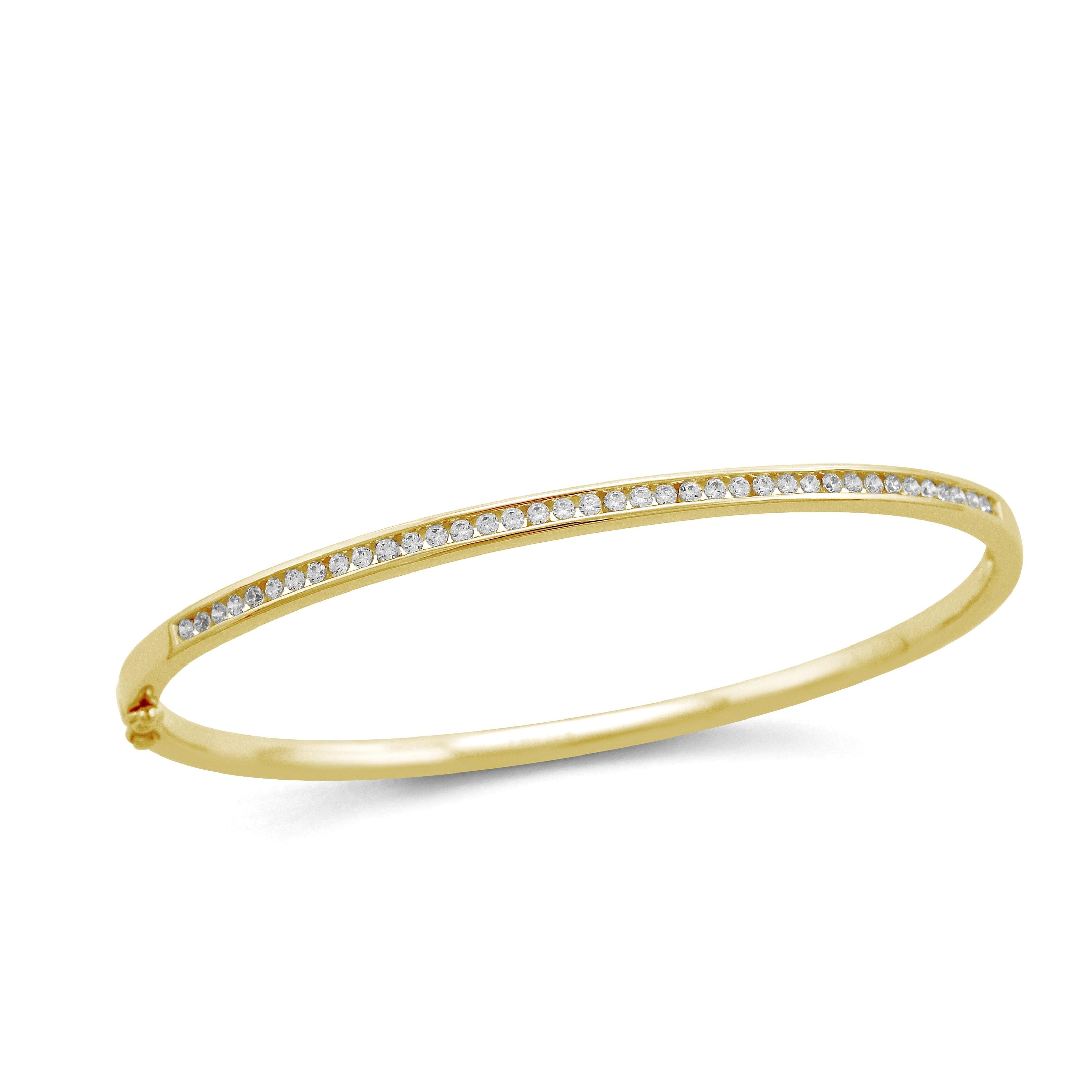 9ct Yellow Gold 39-Round Brilliant Cut Diamond Bangle. 0.62ct total