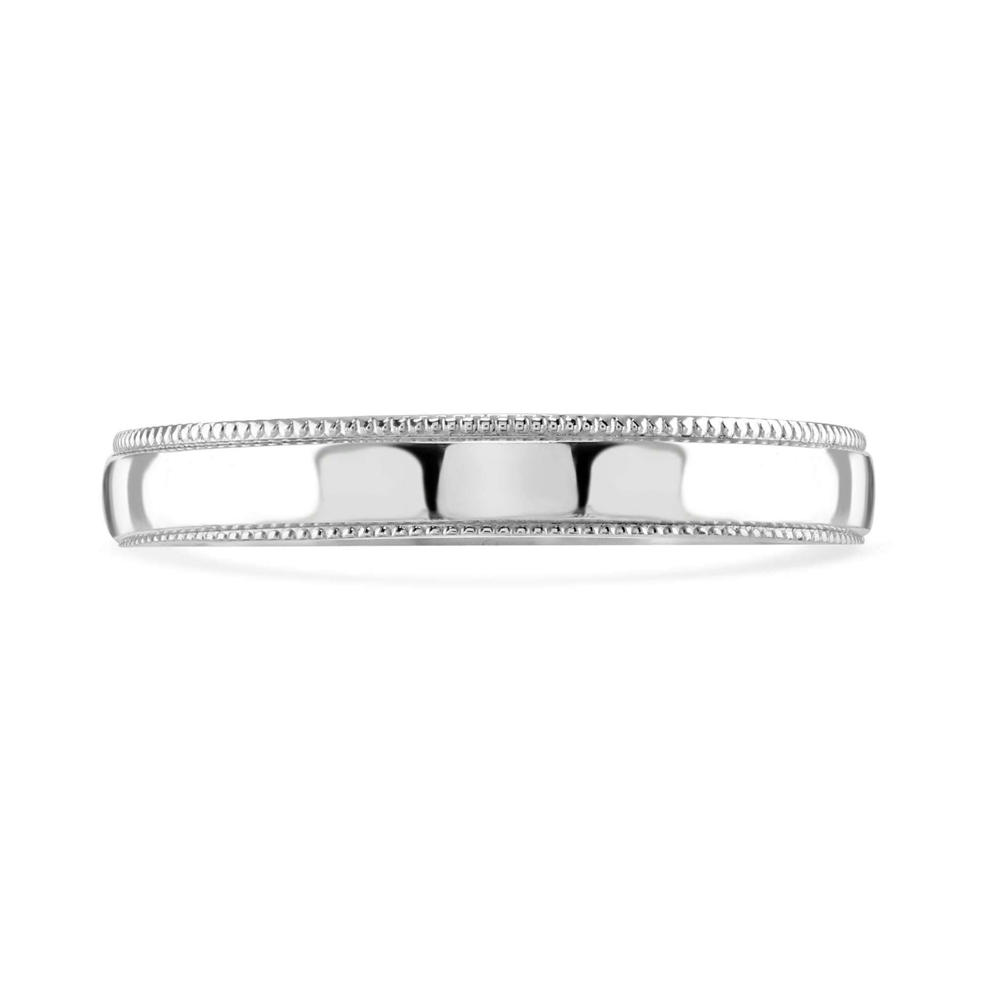 Platinum 3mm Millegrain Edged Court Wedding Band