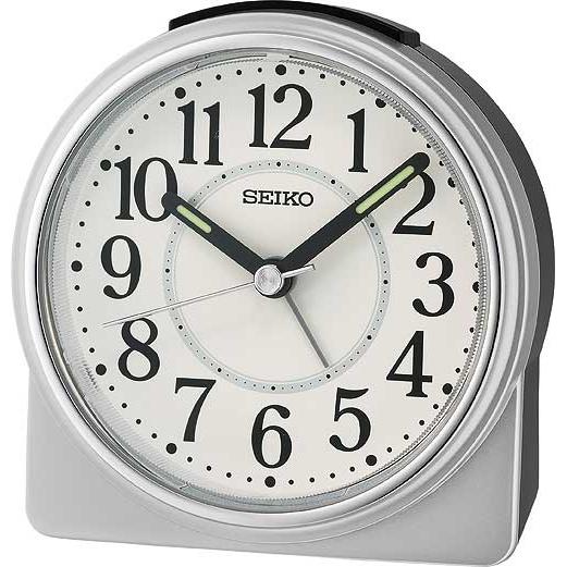 Silv Wht Dial Arabic Num Qtz Alarm Clock