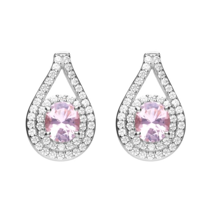 Diamonfire Round Pink and White Teardrop Earrings