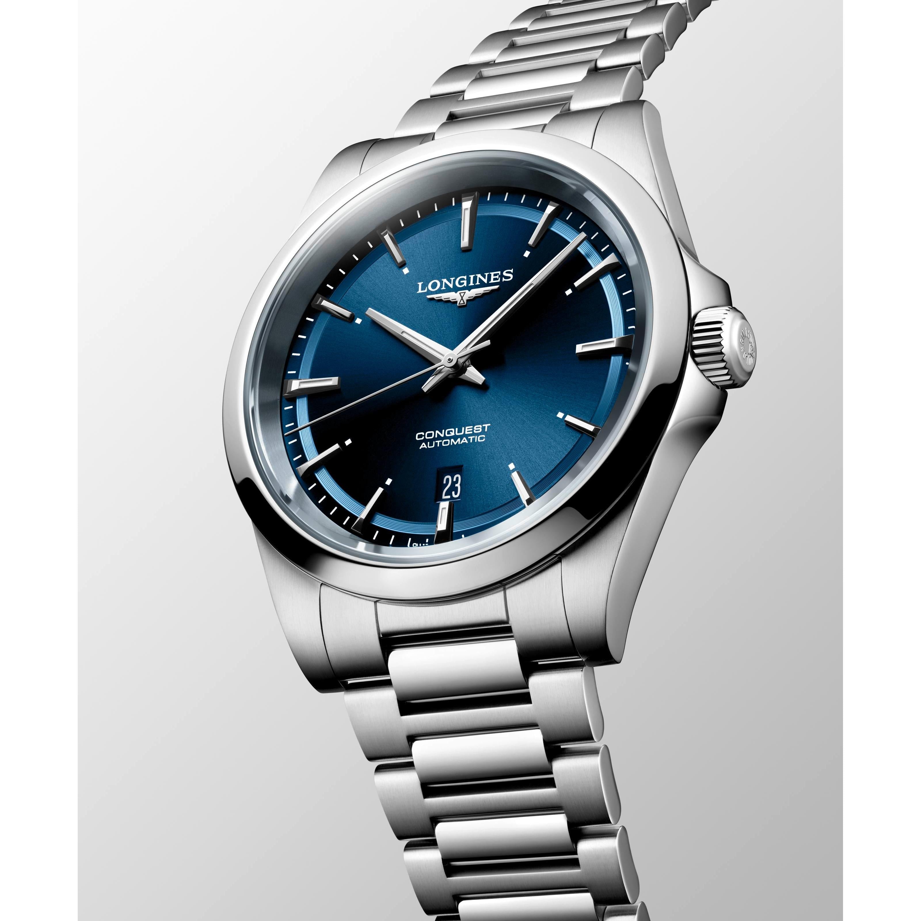 Conquest ss blu dial dte blt auto wtch