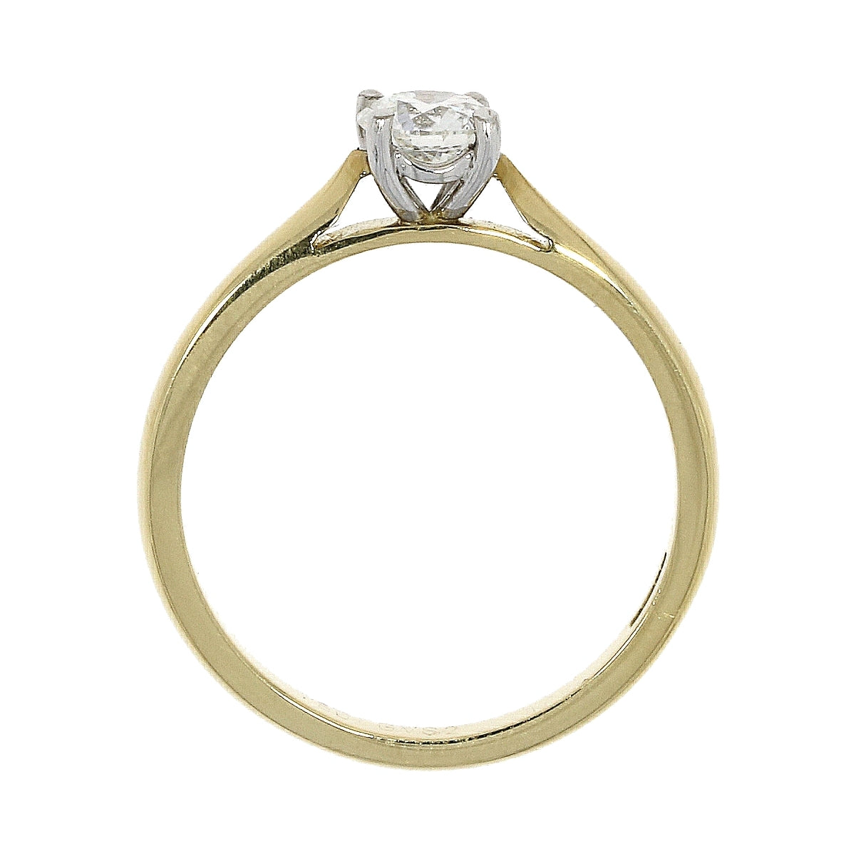 18ct Gold yellow and white gold 4 claw solitaire diamond ring