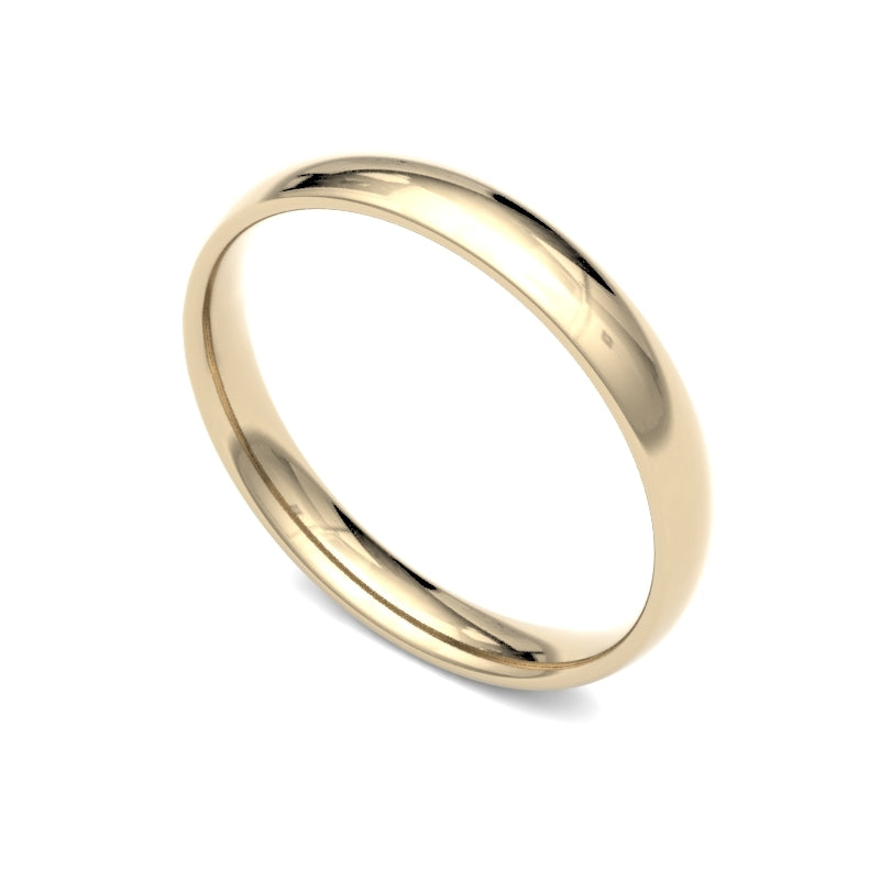 18ct Yellow Gold 3mm light trad court wedd ring