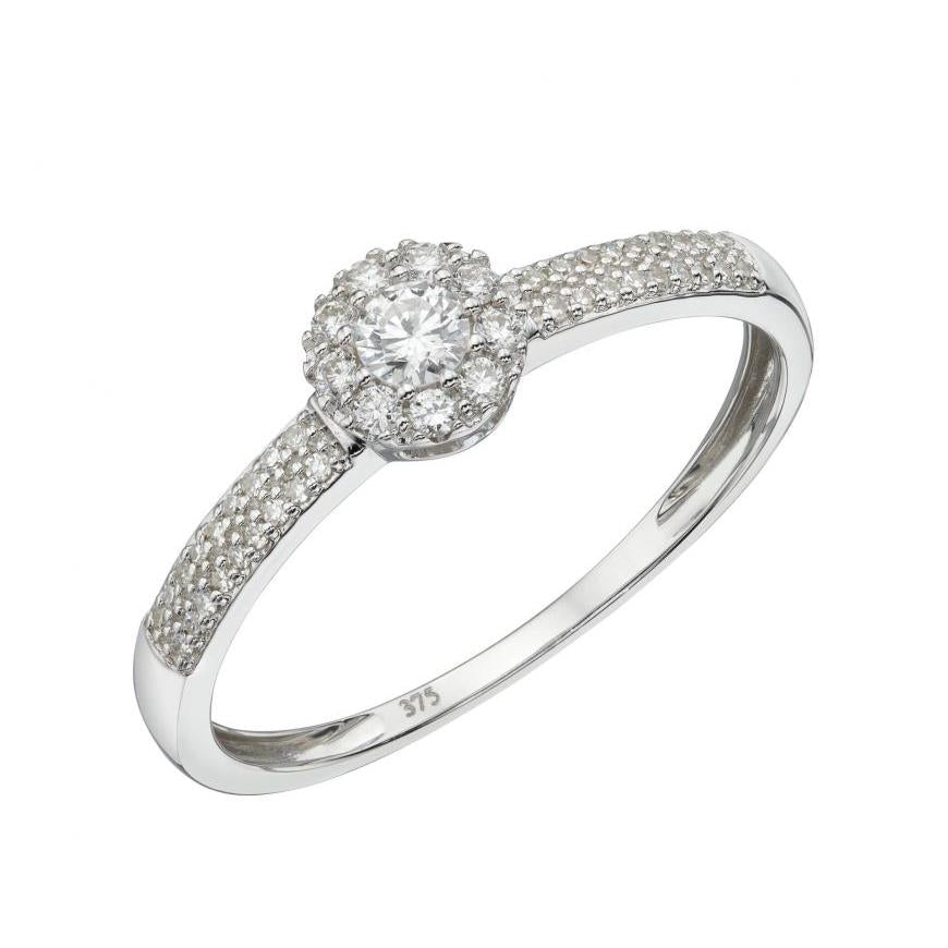 9ct white gold double loop ring