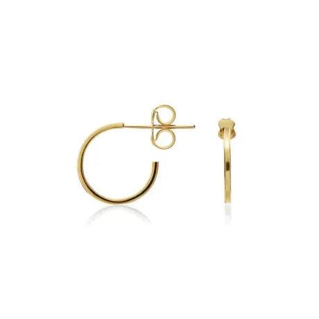 9ct Yellow Gold peg+scroll hoop earrings 12mm x 1mm
