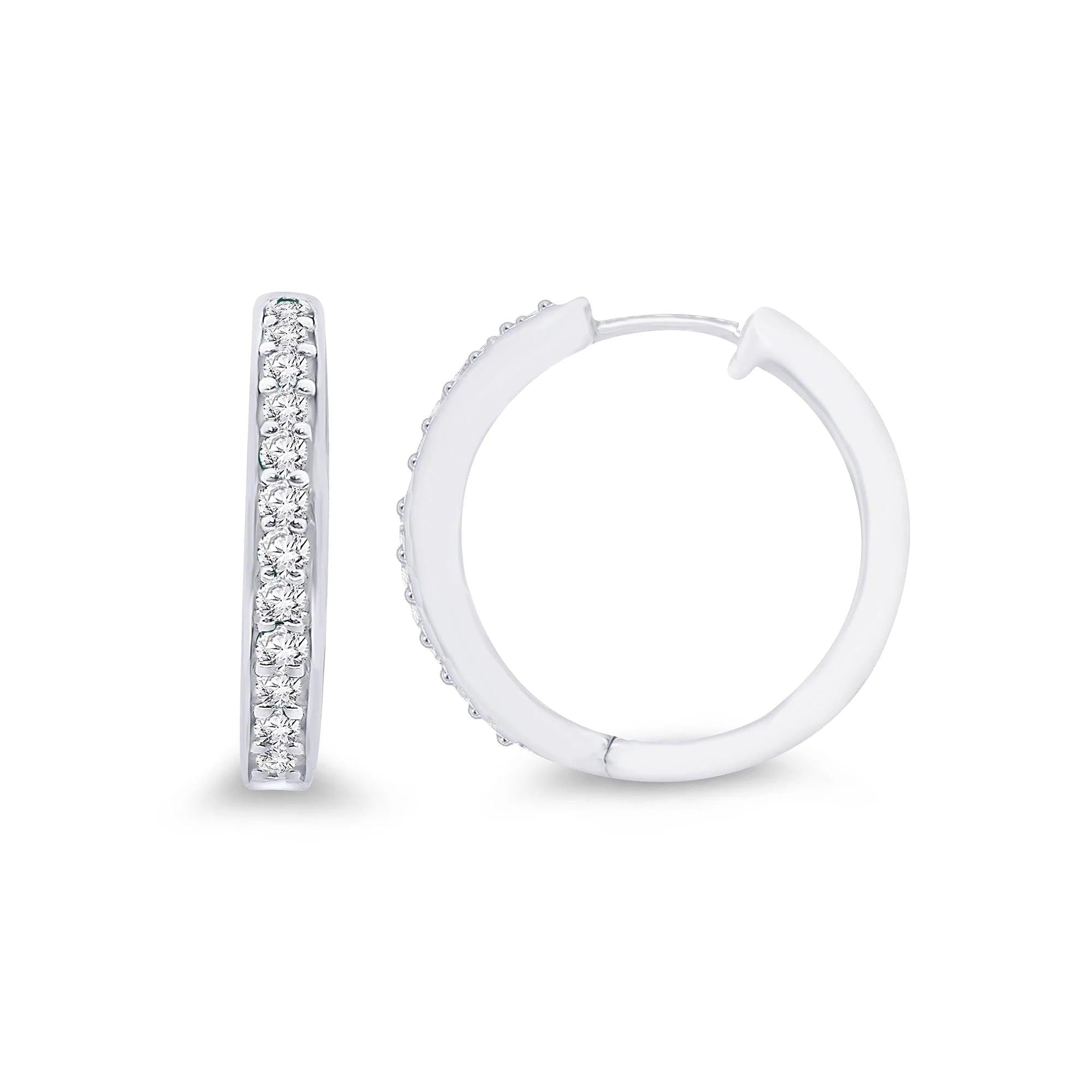 18ct white gold Diamond set hoop earrings