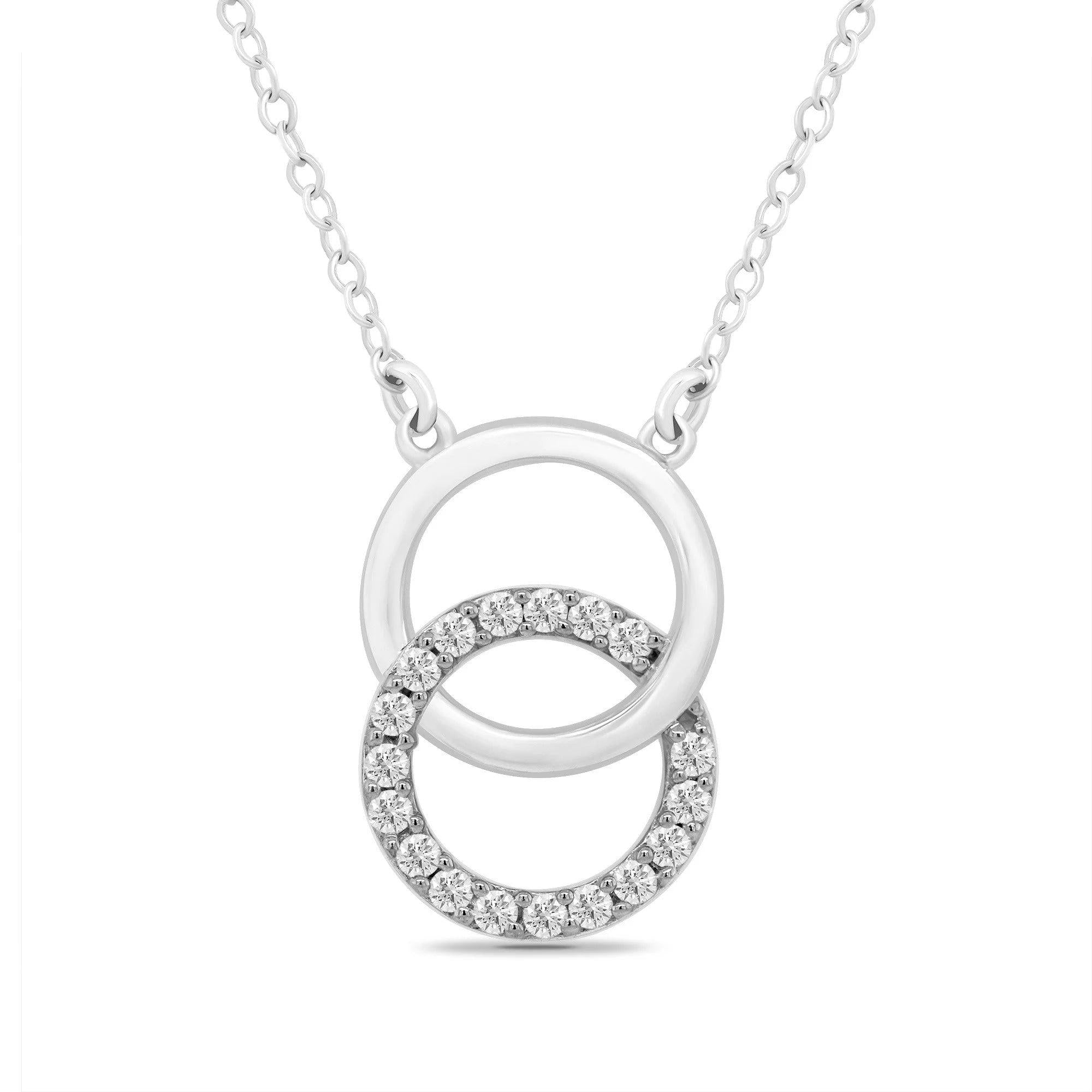 18ct white gold Diamond set circles necklace