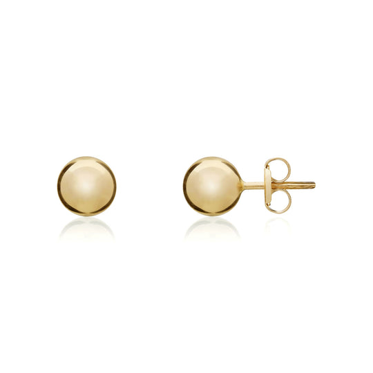 18ct Yellow Gold Polished Ball Stud Earrings, 6mm