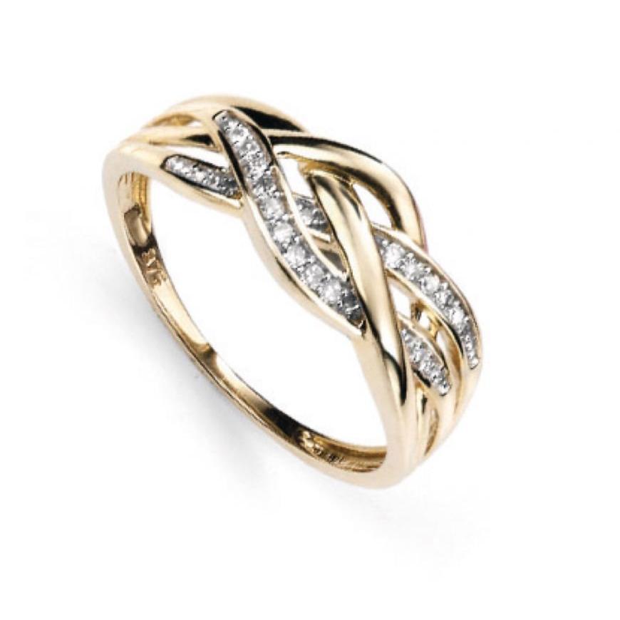 9ct Yellow Gold Dia Plaited Ring