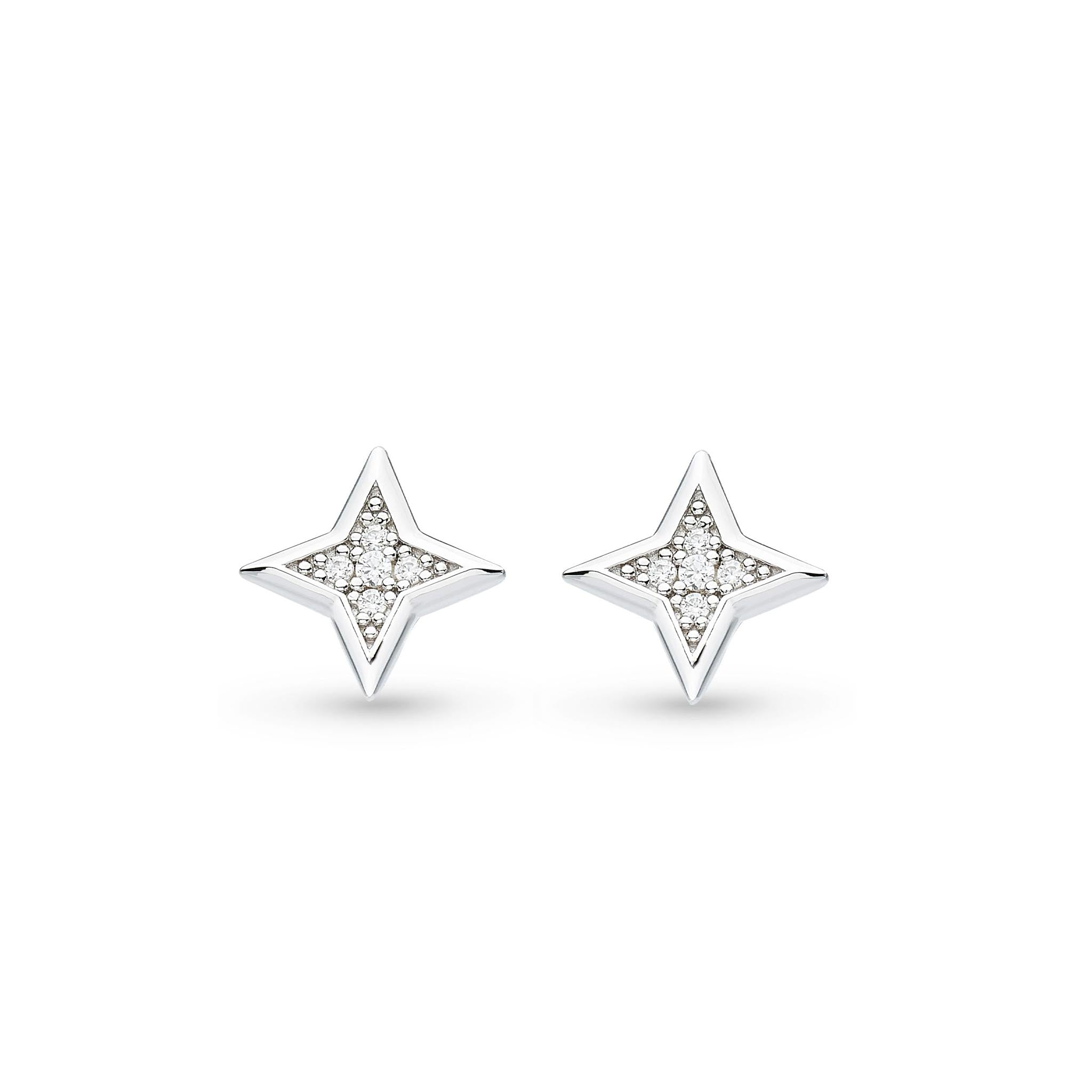 Silver Celeste Astoria Starburst Pave Cubic Zirconia Set Star Stud Earrings