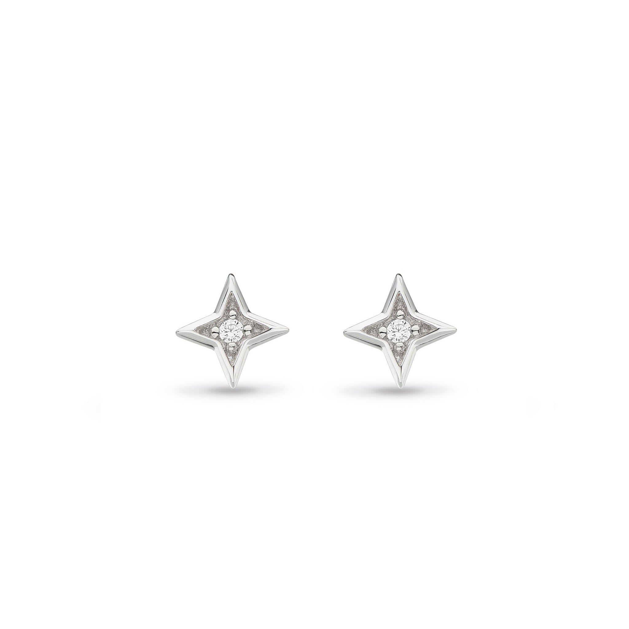 Silver Celeste Astoria Starburst Pave Cubic Zirconia Set Mini Star Stud Earrings