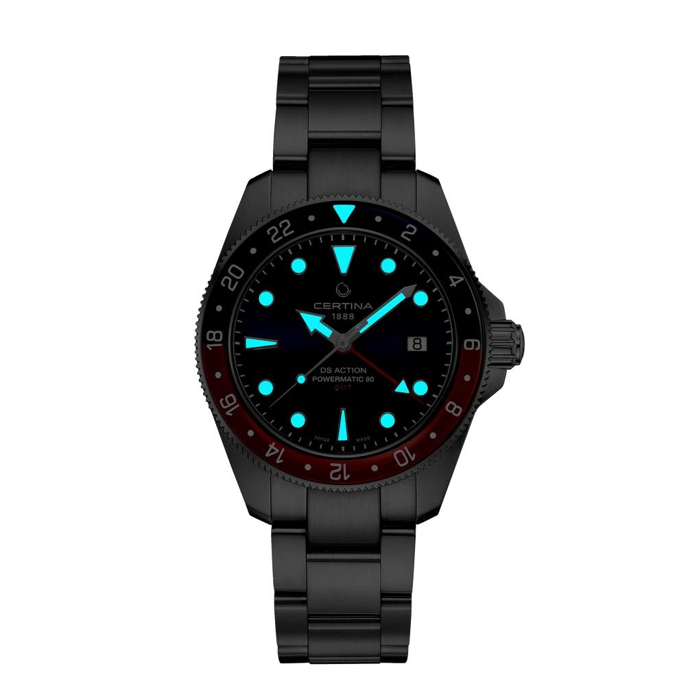 DS Action GMT ss blu dial dte red+blu bzl blt pow-80 auto wtch