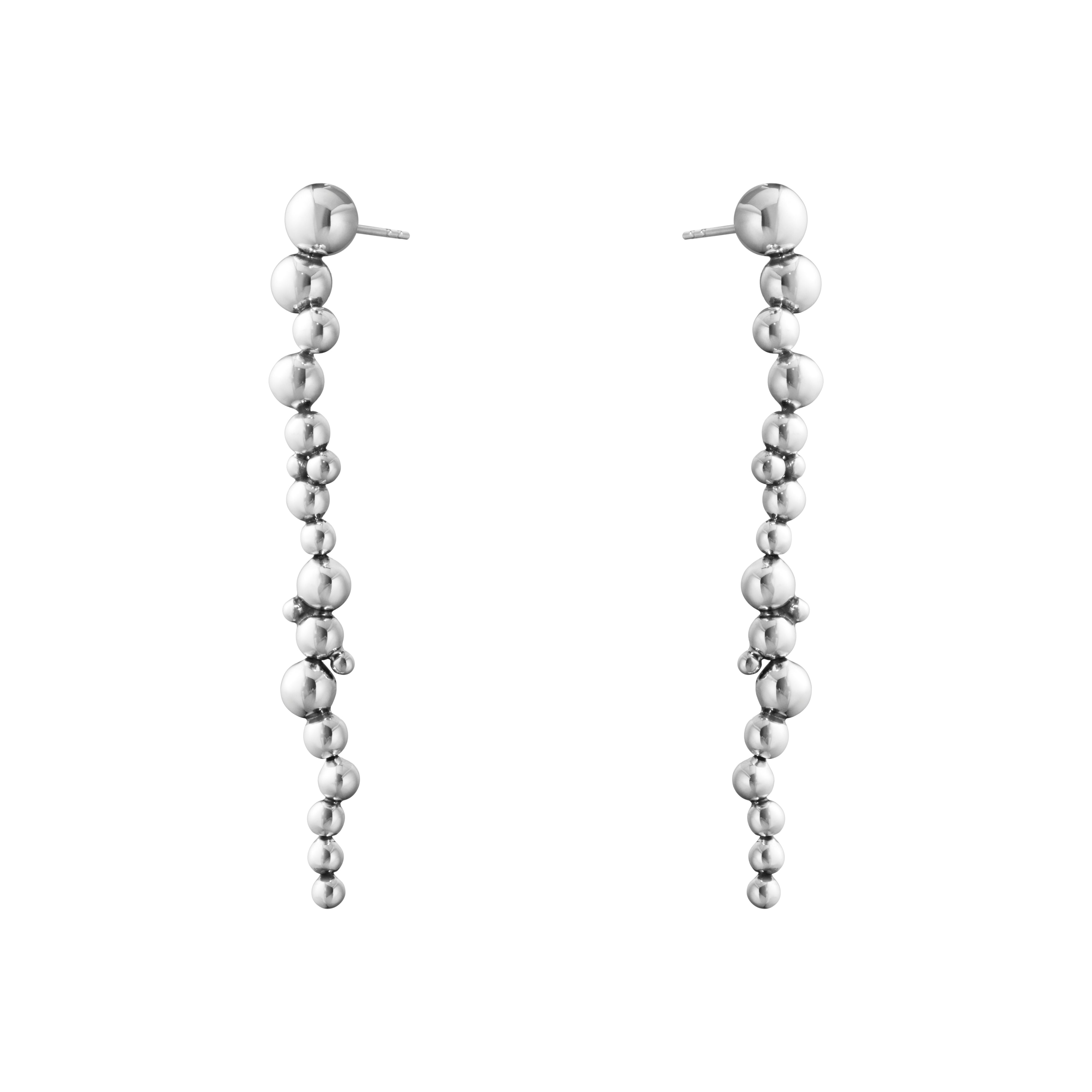 Silver Grapes Long Earrings