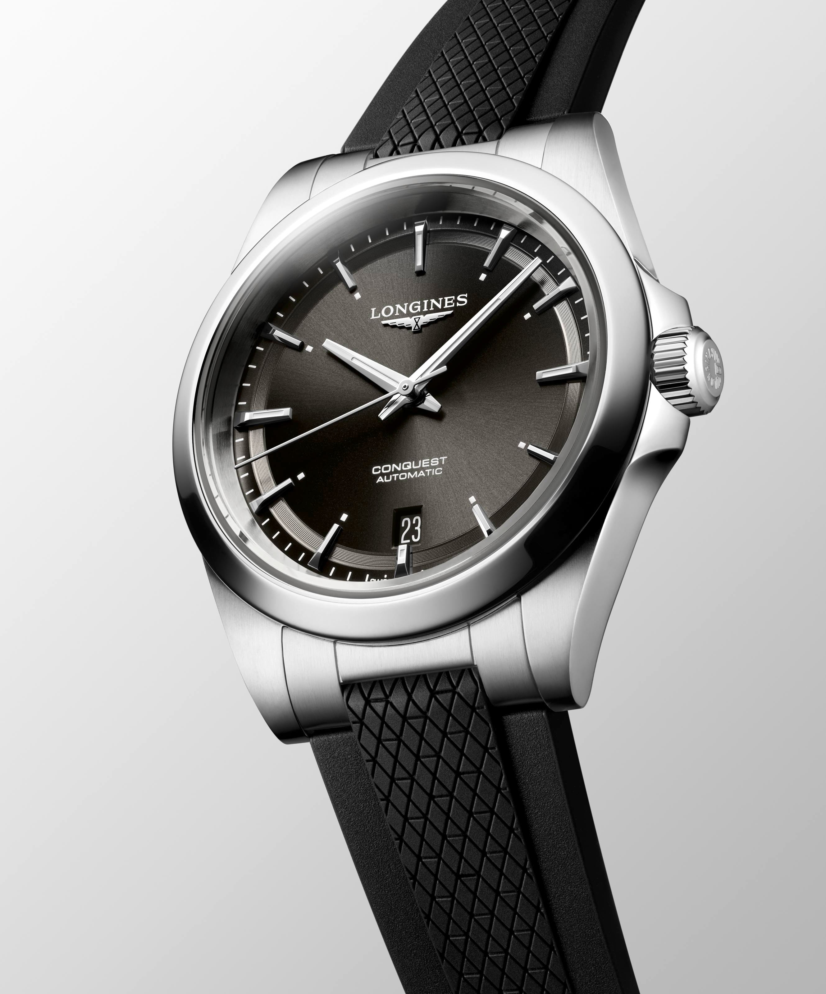 Conquest auto blck dial black silicon strp