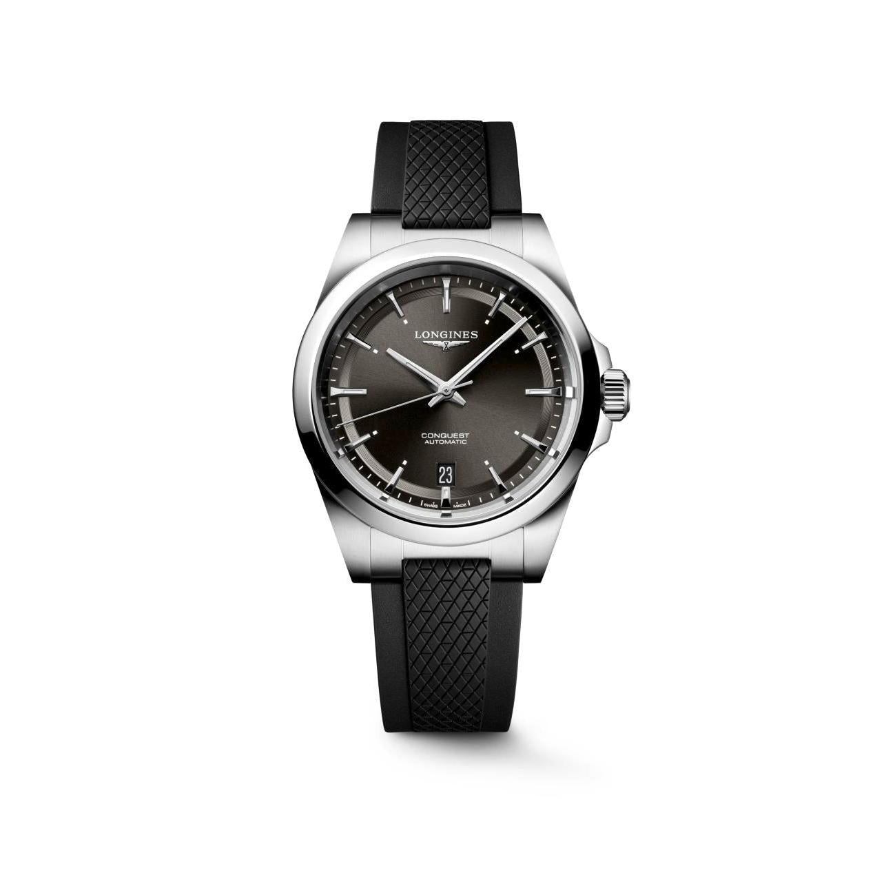 Conquest auto blck dial black silicon strp