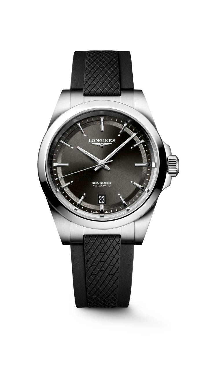 Conquest auto blck dial black silicon strp