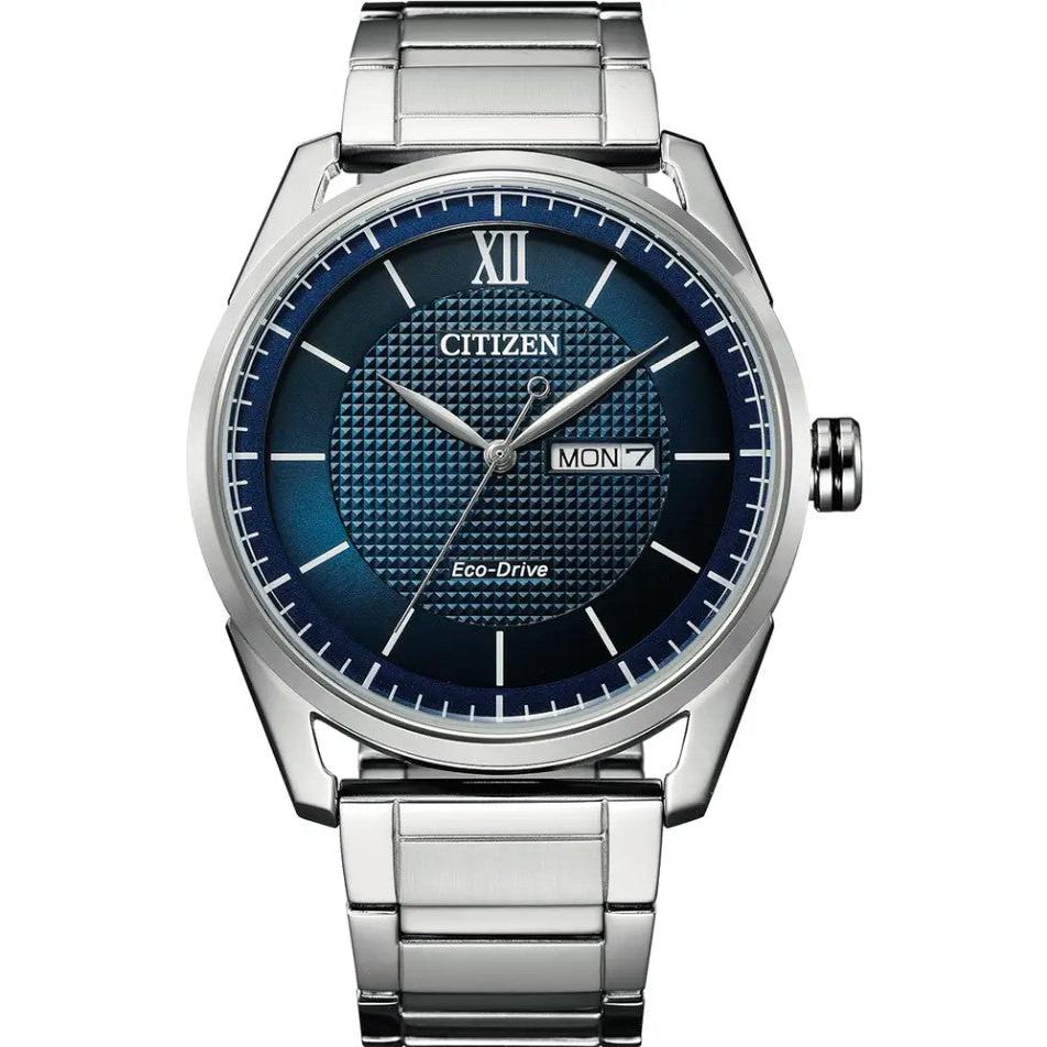 Classic collection blue dial stainless steel bracelet eco drive watch