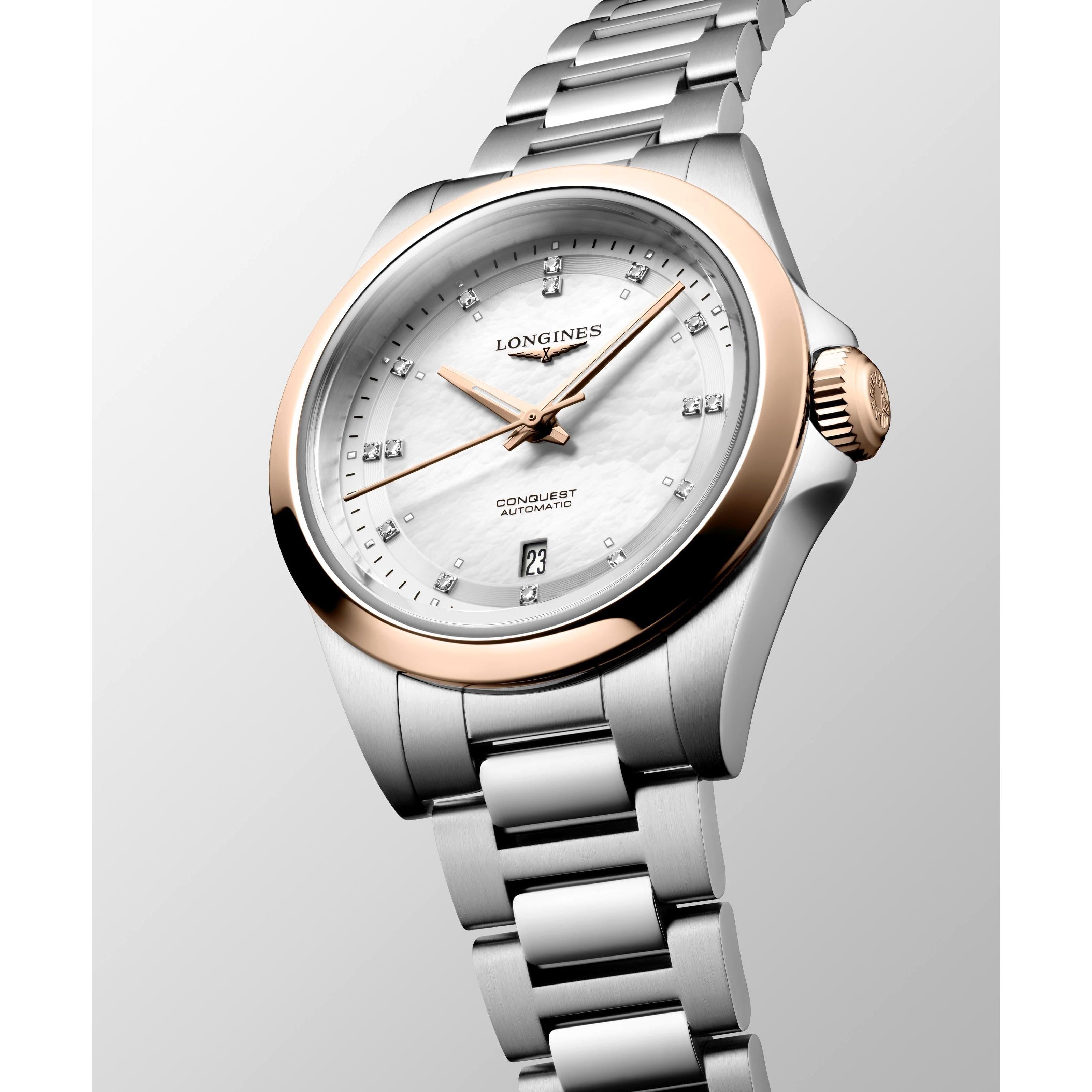Conquest 2tone brac dia dot mop dial auto watch