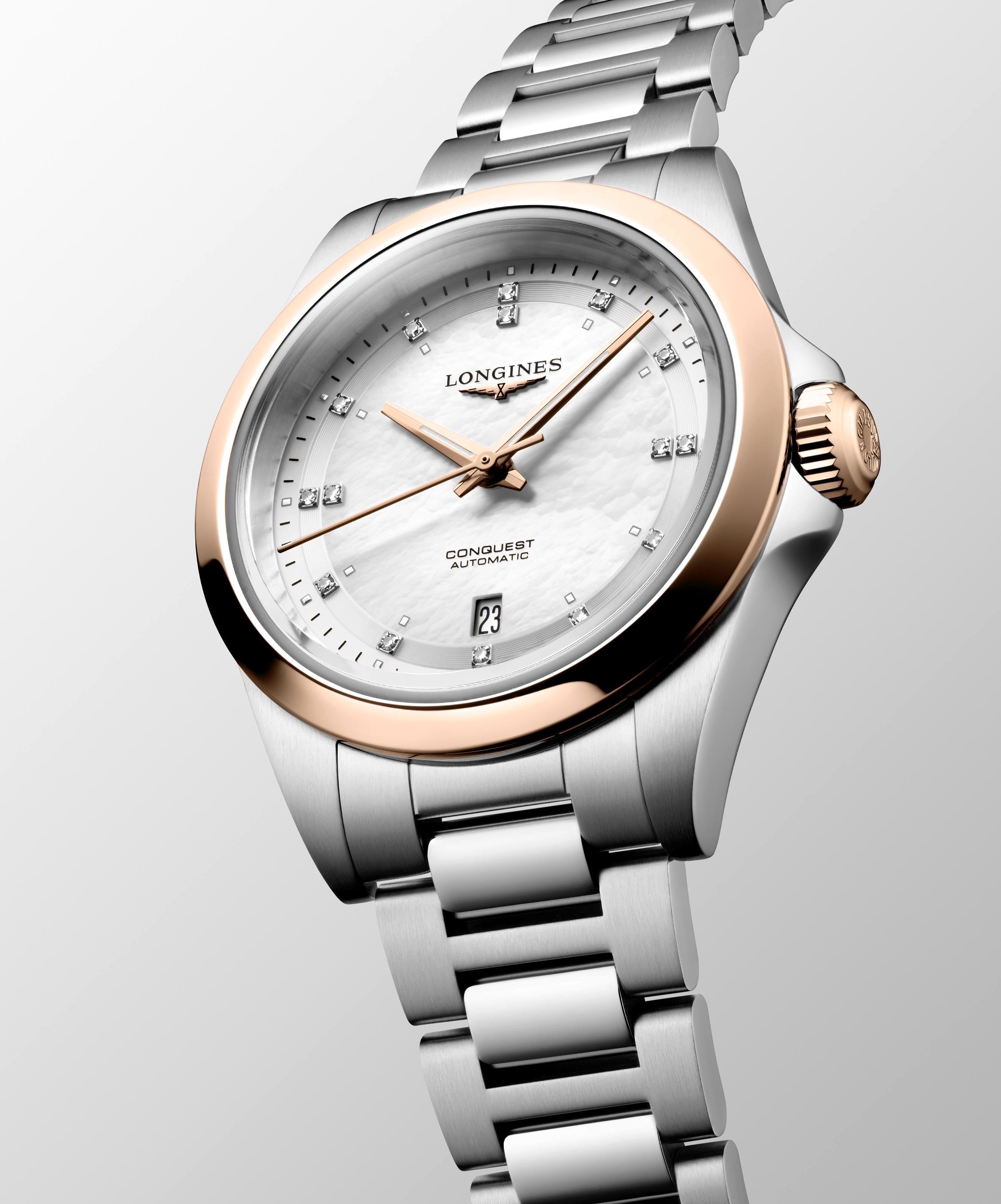 Conquest 2tone brac dia dot mop dial auto watch