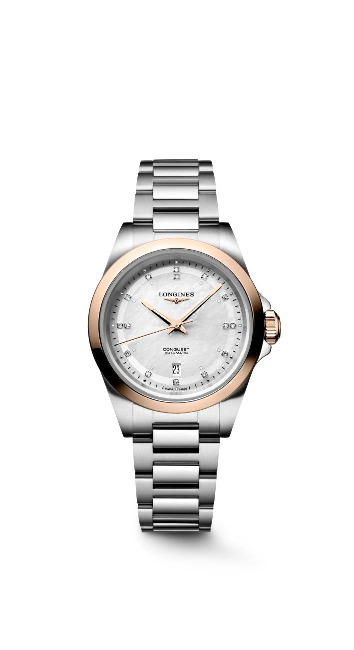 Conquest 2tone brac dia dot mop dial auto watch