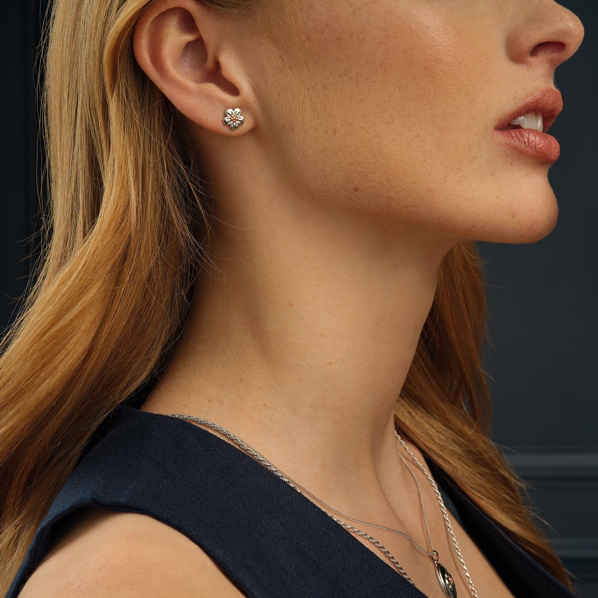 Clogau Natures Wonder Forget-Me-Not sterling silver stud earrings