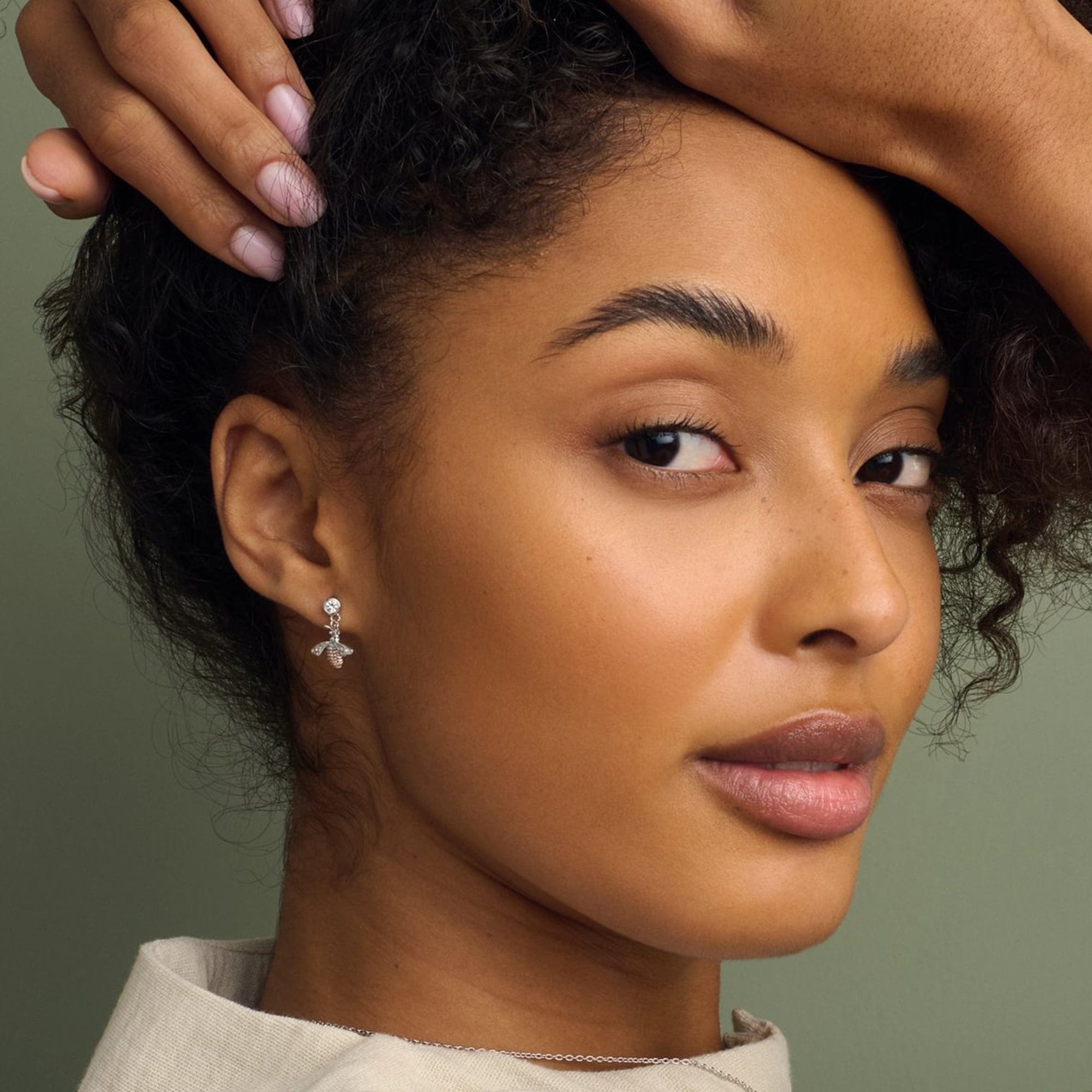 Clogau Natures Wonder Honey Bee sterling silver and white Topaz drop earrings