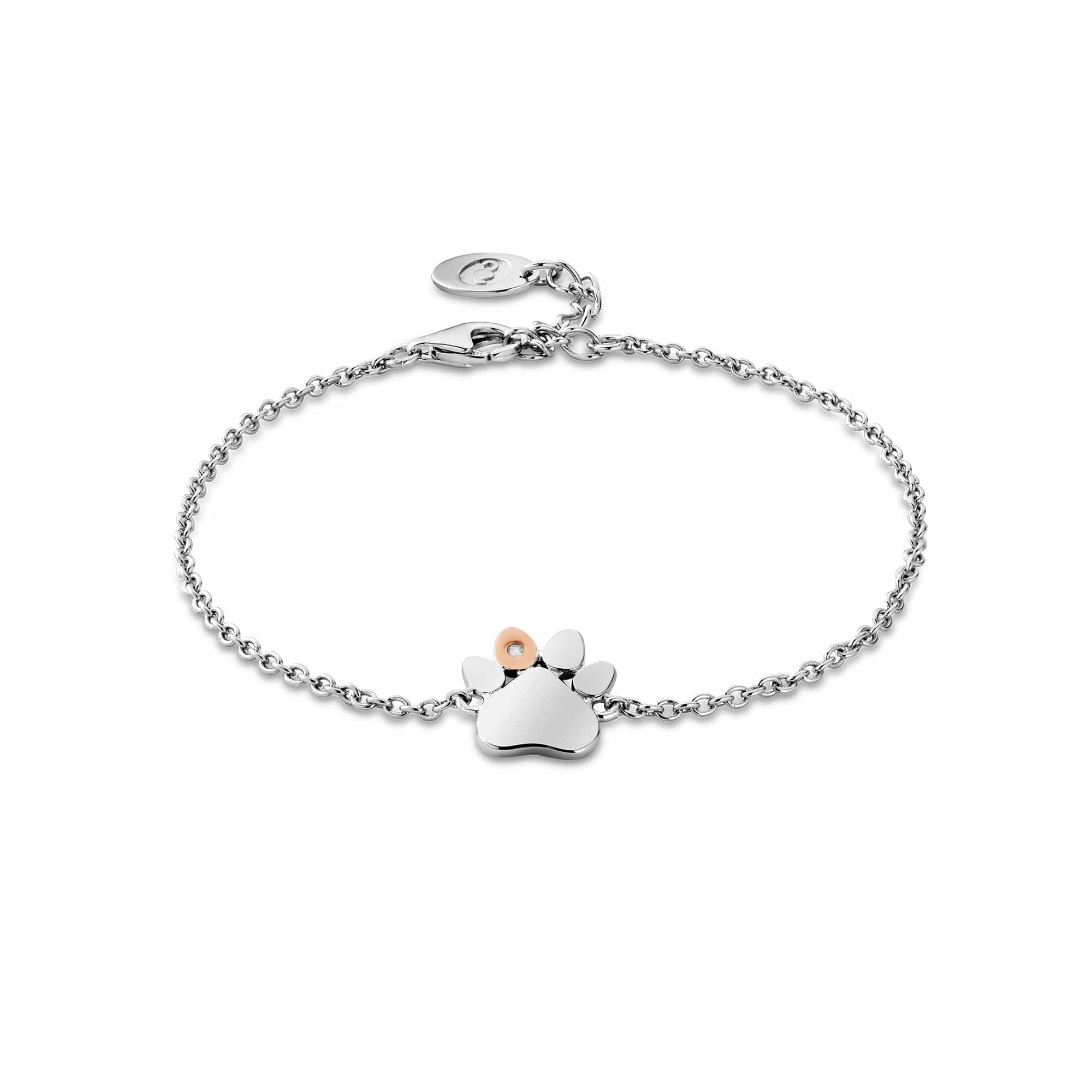 Clogau Paw Prints Single-Paw Sterling Silver, White Topaz Bracelet