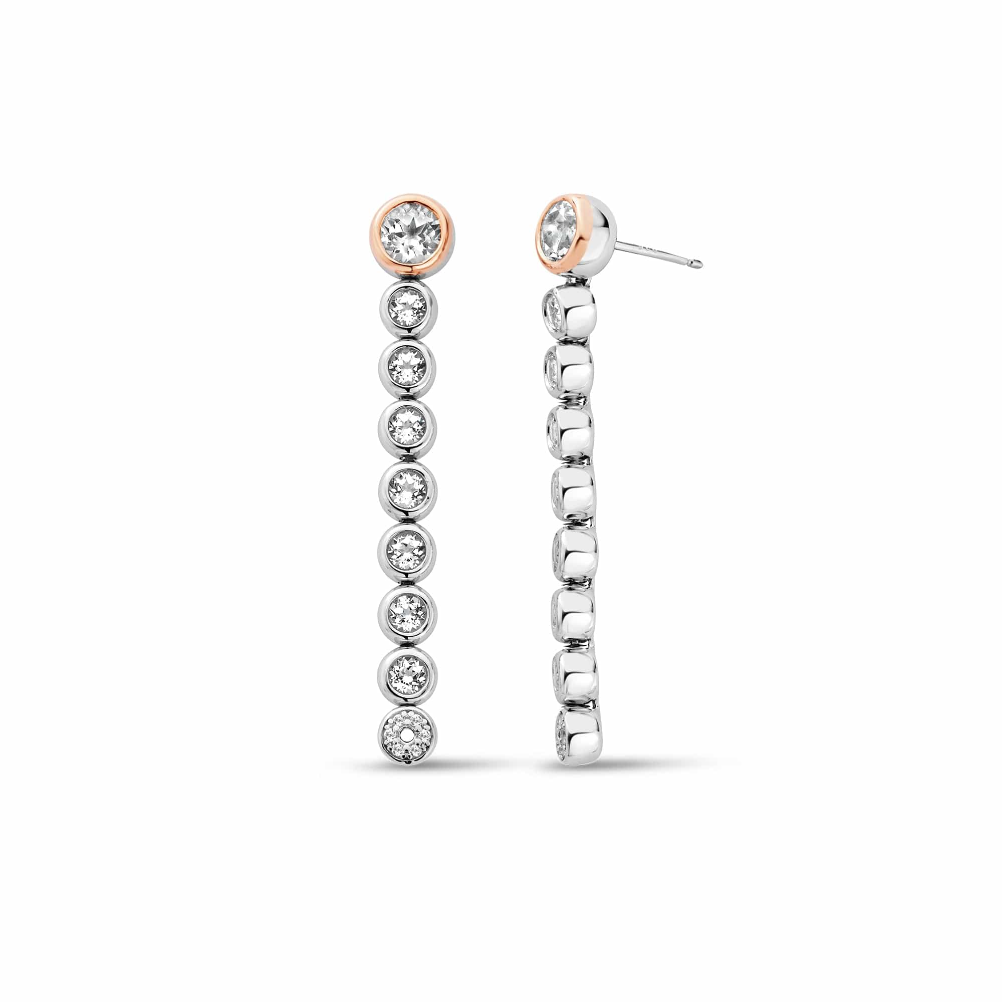 Clogau Celebration White topaz Drop/Hoop sterling silver earrings