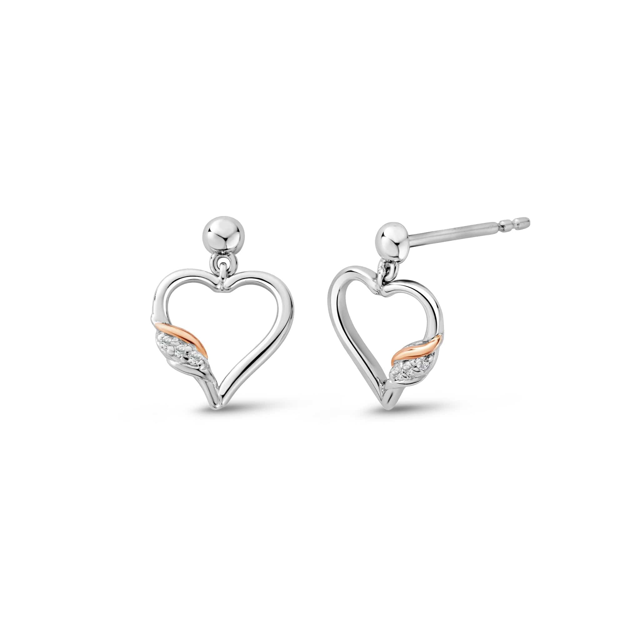 Clogau Past Present Future Heart, White Topaz Sterling Silver Earrings