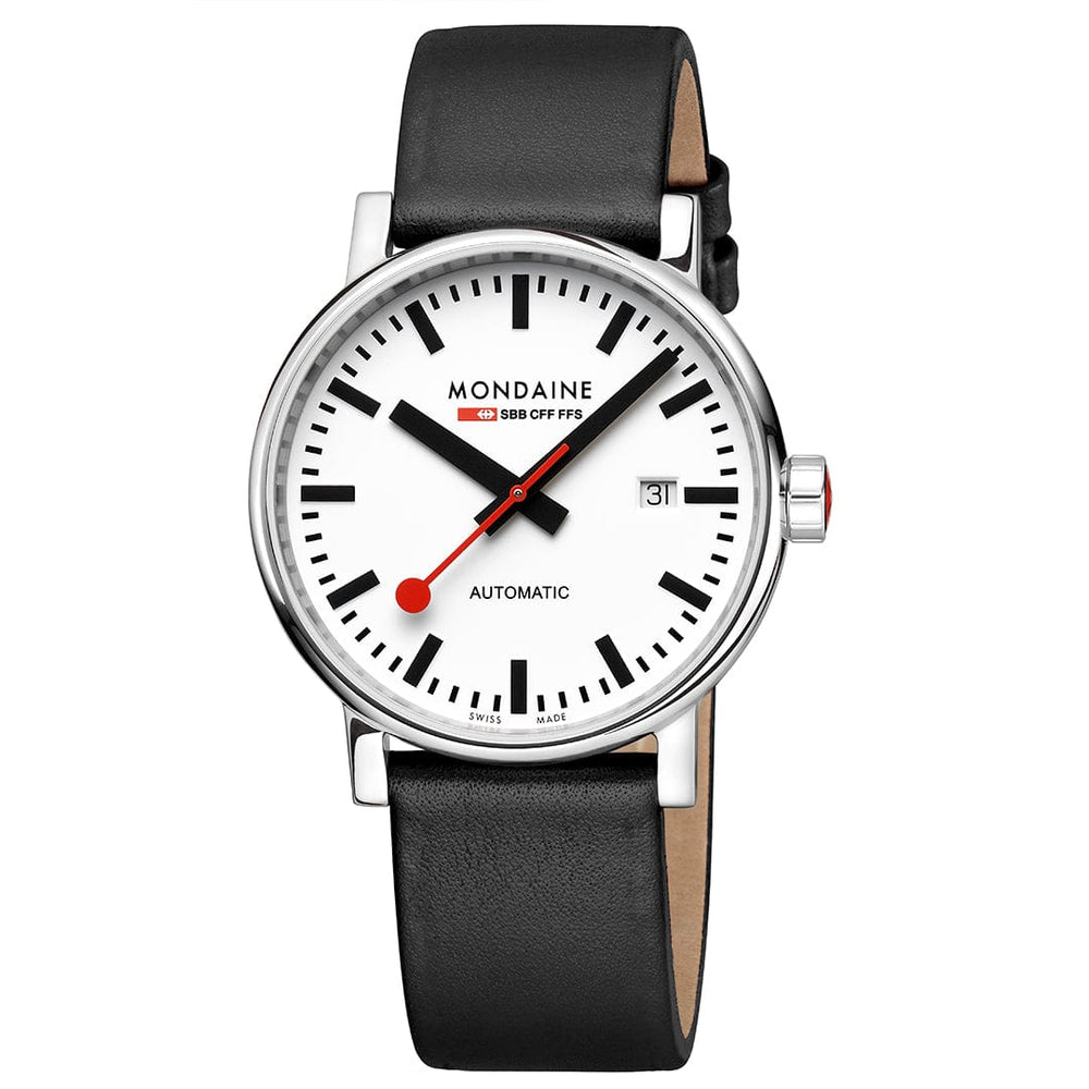 Mondaine Evo2 Stainless Steel White Dial Automatic Black Vegan Strap Watch