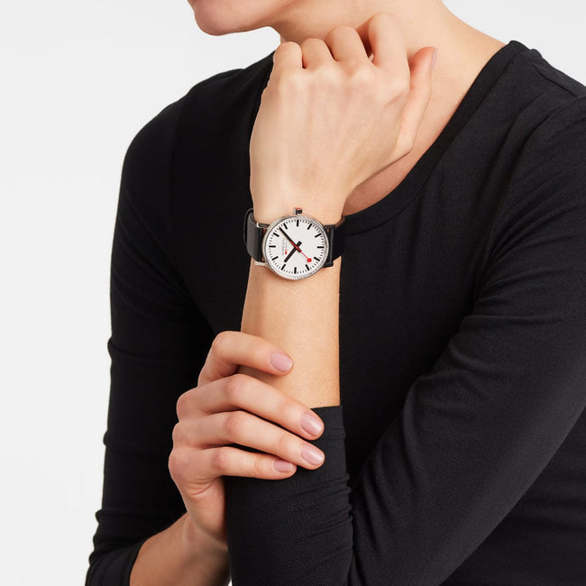 Mondaine Evo2 White Dial Black Vegan Strap Watch