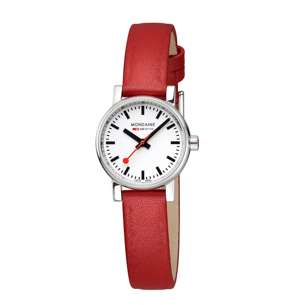 Mondaine Evo2 White Dial Red Vegan Strap
