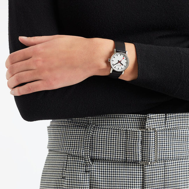 Mondaine Evo2 30mm White Dial Black Vegan Strap Watch