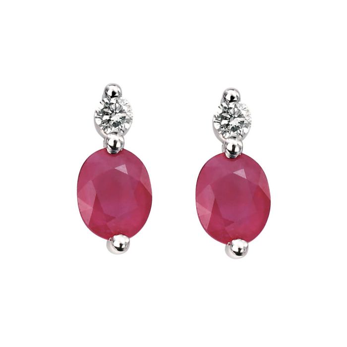 9ct White gold Ruby and Diamond drop earrings