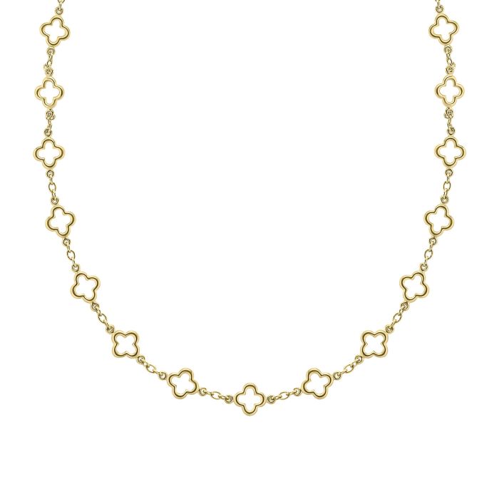 9ct Yellow gold 4 leaf Quatrefoil Station necklace