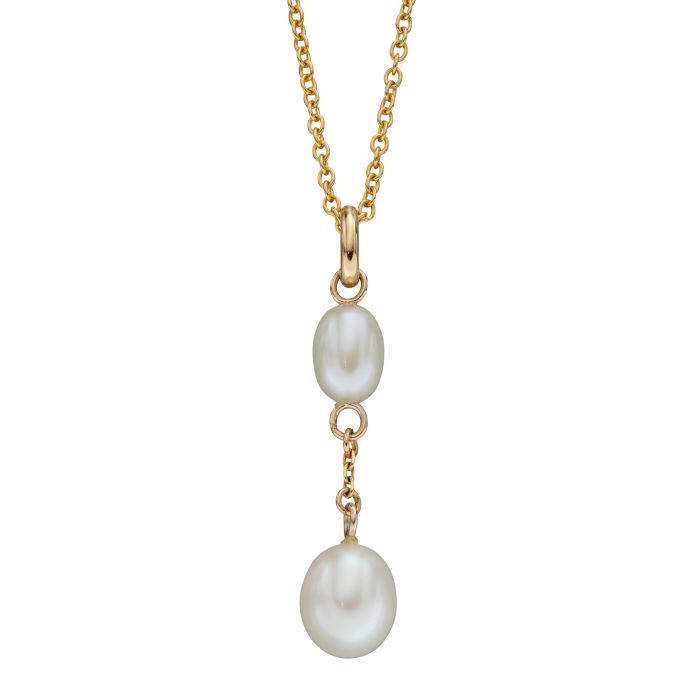 9ct Yellow gold 2 Freshwater Pearls tiered pendant