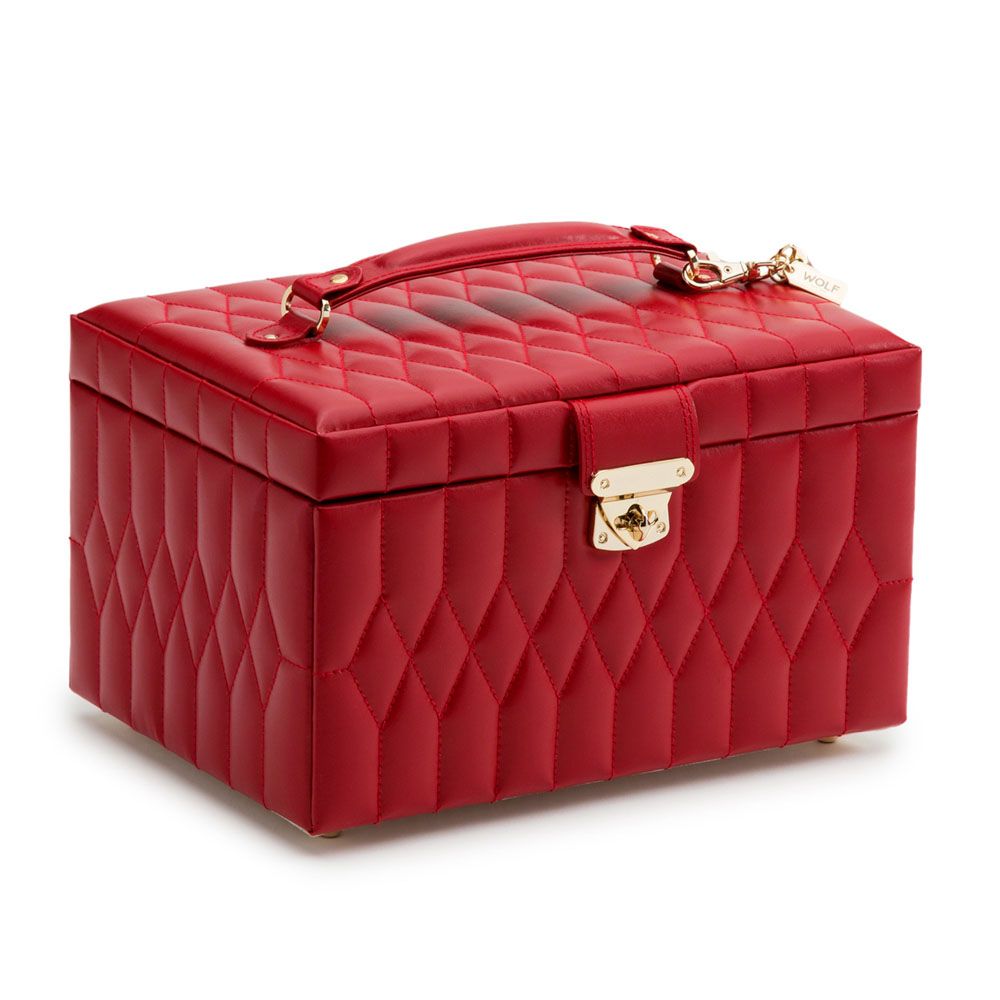Wolf 1834- Caroline Medium Jewellery Case- Red