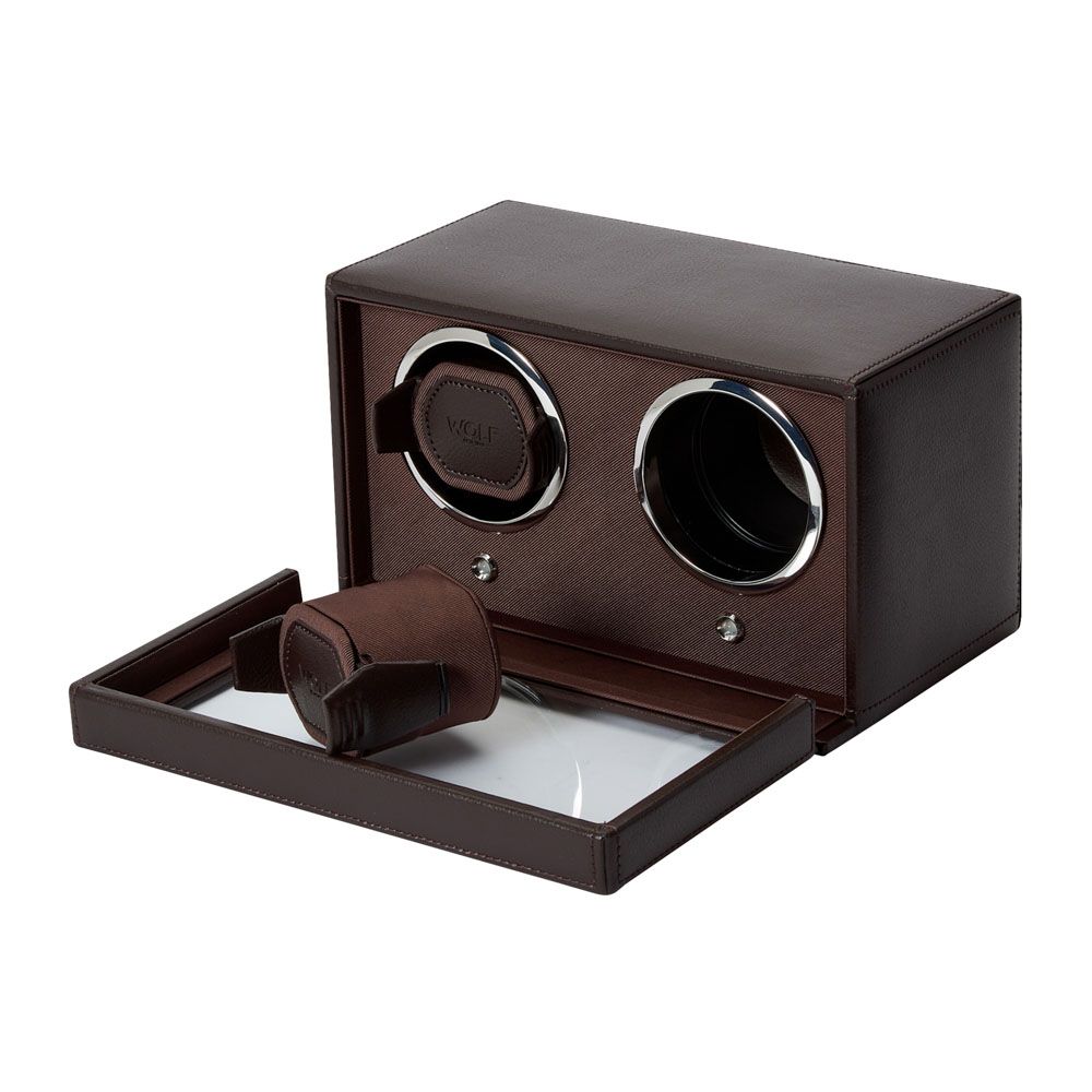 Wolf 1834- Cub Double Watch Winder With COver- Brown