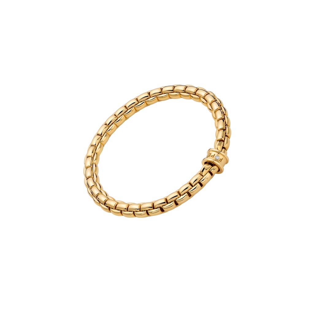 Fope Eka Bracelet 18ct Yellow Gold with 0.02ct White Diamond