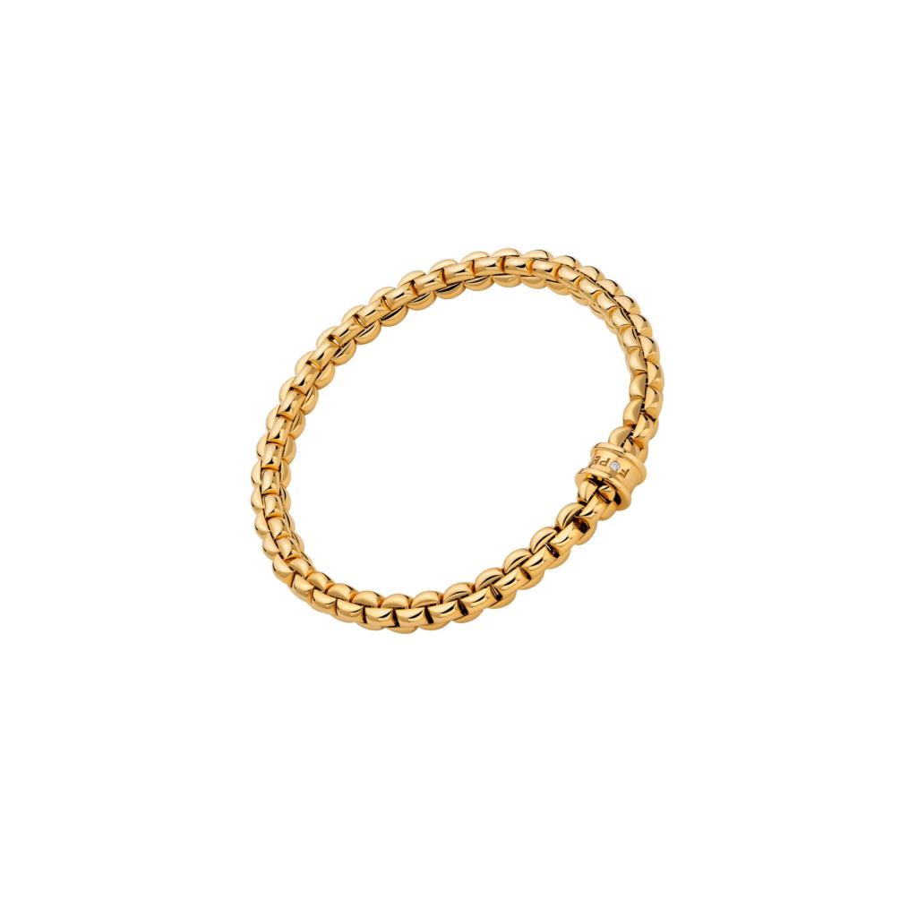 Fope Eka Bracelet 18ct Yellow Gold with a 0.01ct White Diamond