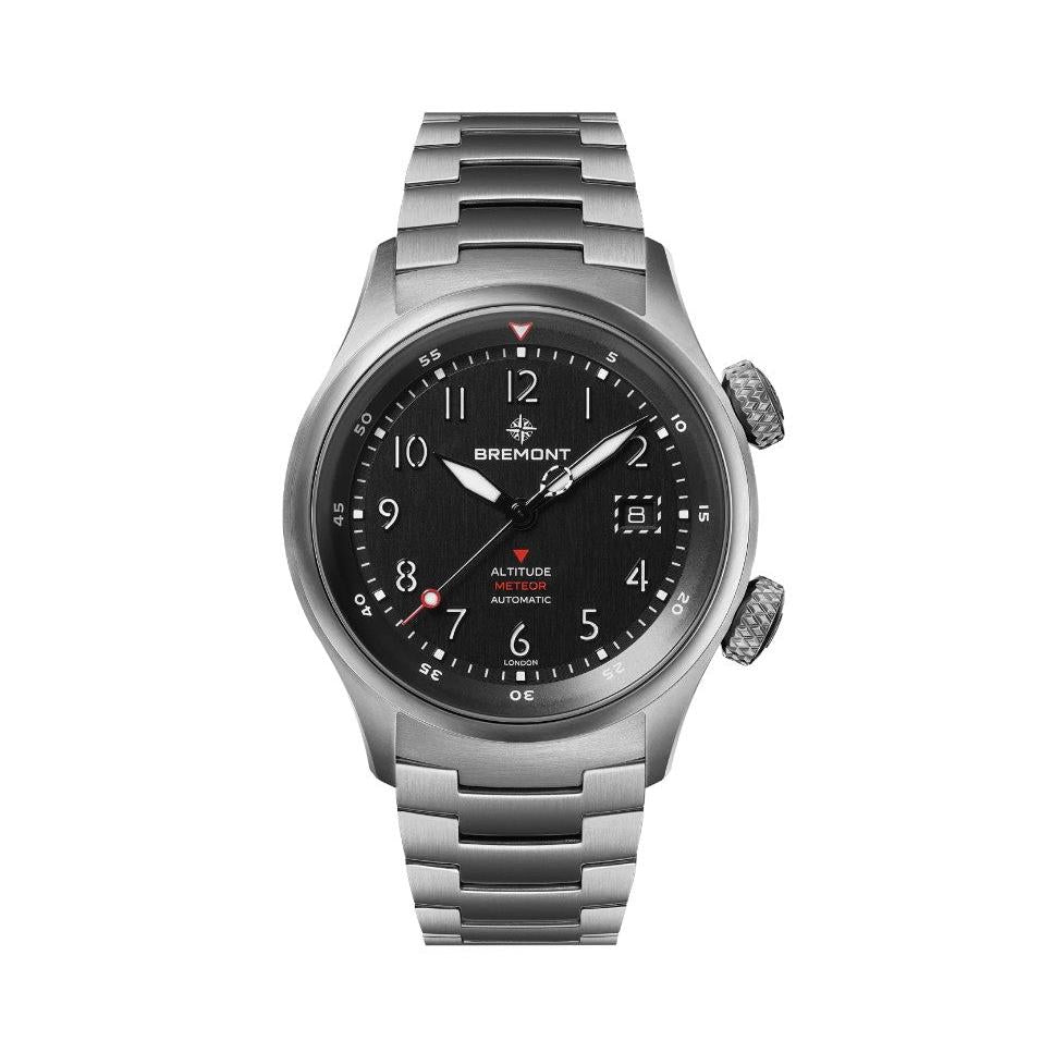 Bremont Altitude MB Meteor Orange Barrel Automatic Watch. Black Dial Titanium Bracelet.