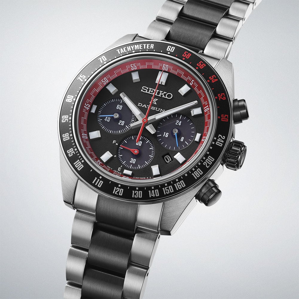Seiko Prospex Solar Speedtimer X Datsun Fairlady Z Limited Edition Chronograph Watch. Black Dial, B