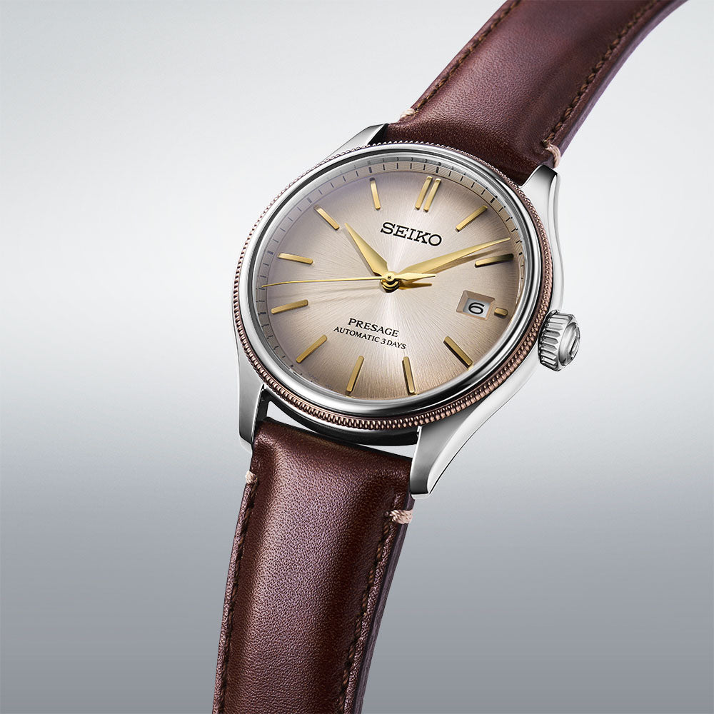 Seiko Presage Classic Limited Edition In Shiracha. Brown Dial Brown Leather Strap. Limited to 3000 P