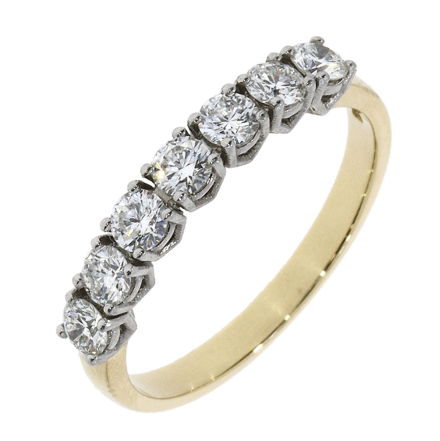 18ct Yellow Gold and Platinum 7 Stone Diamond Eternity Ring