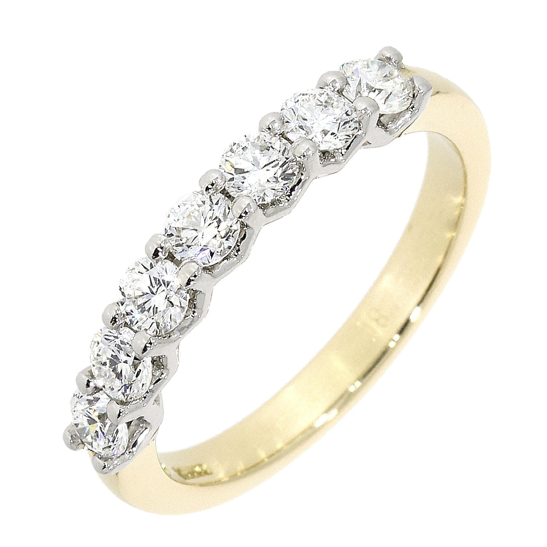 18ct Yellow Gold and Platinum 7 Stone Diamond Eternity Ring