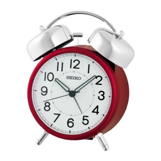 Seiko Red Bell Alarm Clock. White Dial Arabic Numbers