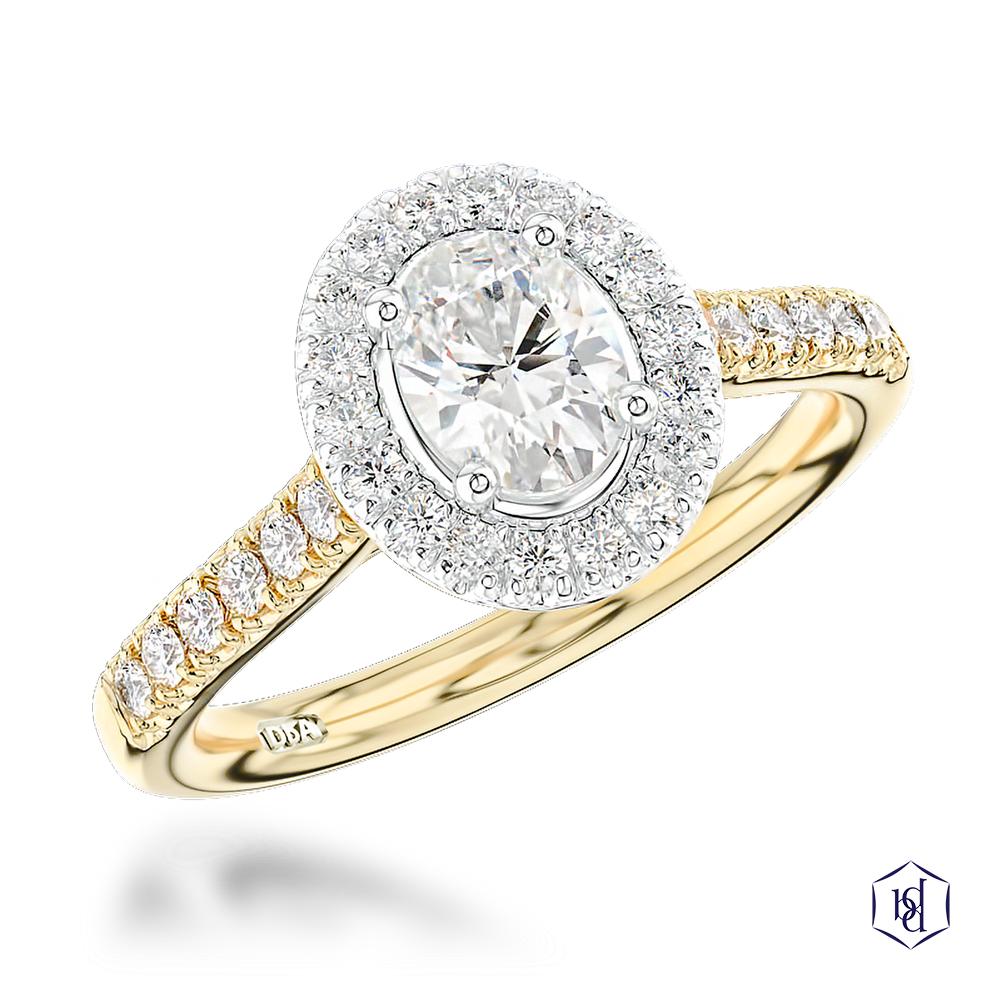 Skye Oval Cut 18ct Yellow Gold Shank and Platinum Head Cluster Diamond