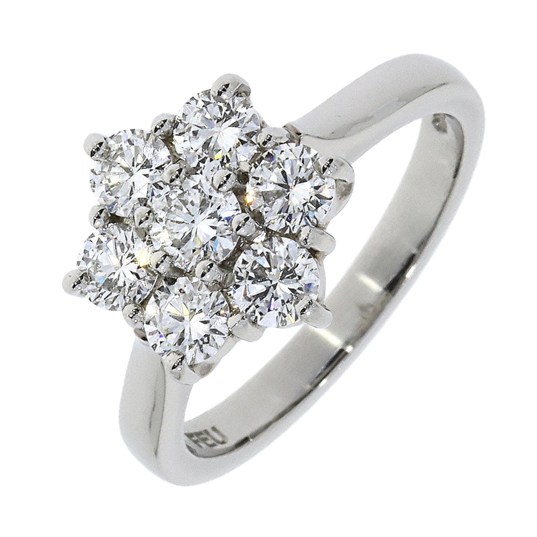 Platinum 7 Stone Diamond Star Cluster Ring.